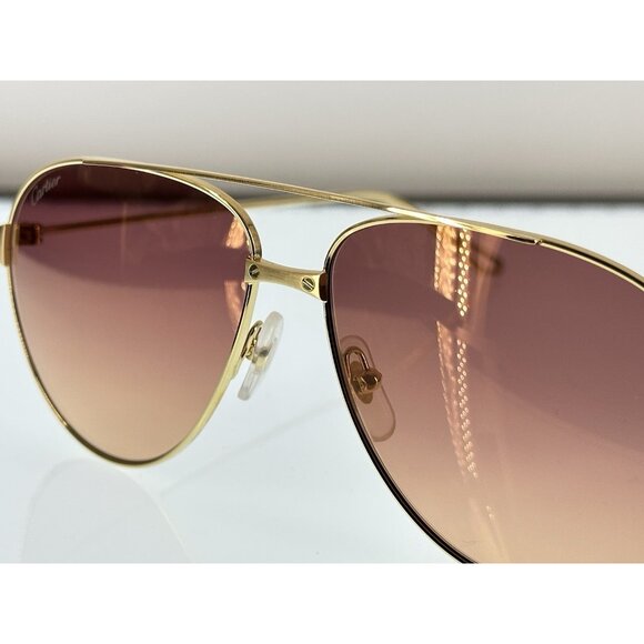 Cartier Gold Pilot Sunglasses CT0298S-003 Cat.2 140-57-13 (K) - Picture 6 of 16
